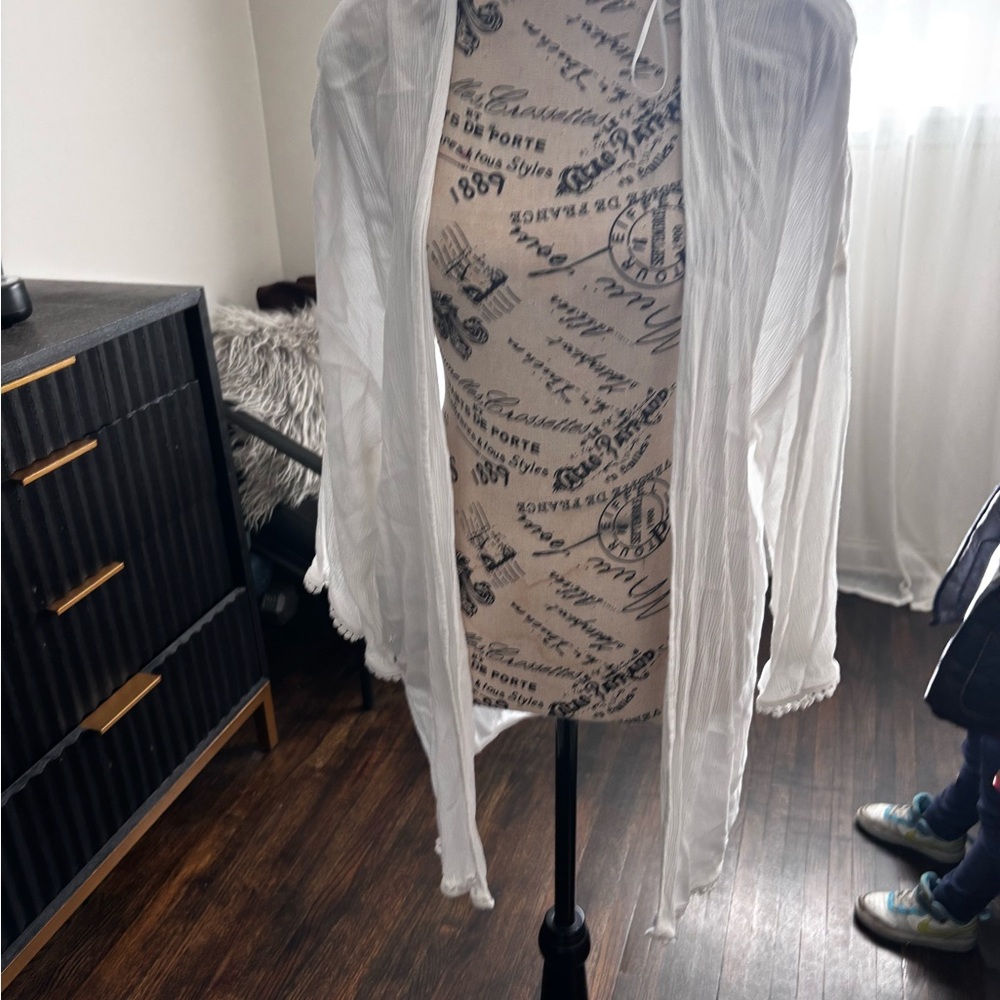 H&M White Sheer Lightweight Cardigan